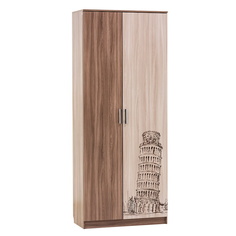 Шкаф двухстворчатый Город (SV-мебель) Ясень шимо темный/Ясень шимо светлый