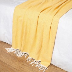 Плед Валенсия 140х200см, белый/желтый, хлопок 50%, полиэстер 30%, пан 20% No Brand