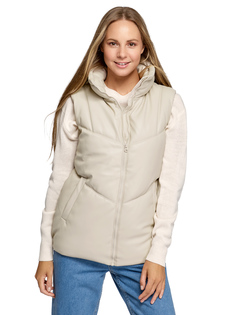 Утепленный жилет женский oodji 18C04001 бежевый 44/170