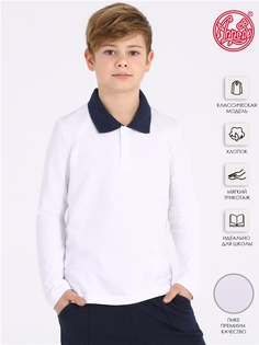 Поло детское Апрель 1ПДПД4165090, белый+темно-синий, 146