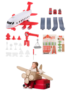 Интерактивная детская игрушка Wellinger Kids полицейская база самолёта с машинками красный