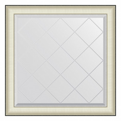 Зеркало с гравировкой в раме 84x84см Evoform BY 4572 белая кожа с хромом
