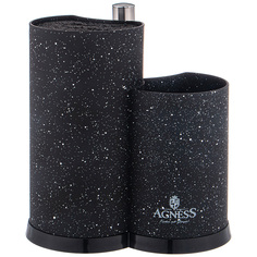 Подставка для ножей agness универсальная c держателем для полотенец, высота: 25х22х16см