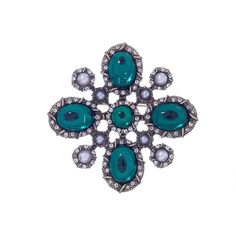 Брошь из бижутерного сплава с жемчугом Moon Paris Mo-22.10-049