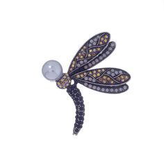 Брошь из бижутерного сплава с жемчугом Moon Paris Mo-22.10-063