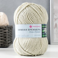 Пряжа "Зимняя премьера" 50%меринос.шерсть, 50% акрил объёмный 150м/100гр (43-Суровый лен) Пехорка
