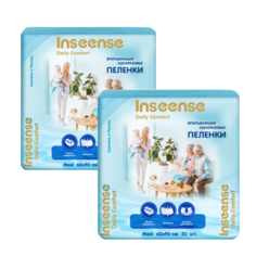 Пеленки INSEENSE Daily Comfort, впитывающие, одноразовые 60х90 см, 30 шт, 2 уп, Ins69302DC