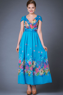 Платье женское Арт-Деко P-596 голубое 46 RU