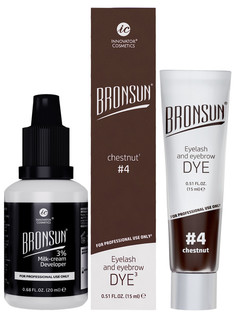 Краска для ресниц и бровей Bronsun 15 мл + оксидант-молочко #4 Каштан 20 мл Innovator Cosmetics