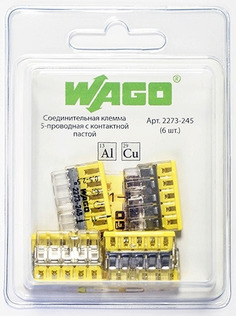 Клемма 4-проводная WAGO компактная с пастой (20шт) 2273-244