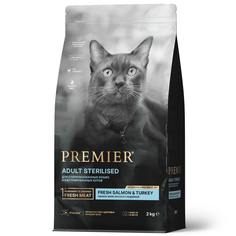 Сухой корм для кошек Premier, для стерилизованных, лосось с индейкой, 2 кг