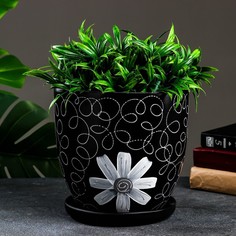 Цветочный горшок Анемона 4,7 л черный 1 шт. No Brand