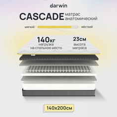 Ортопедический Матрас Darwin Cascade 140x200, независимые пружины, 23 см высота, белый