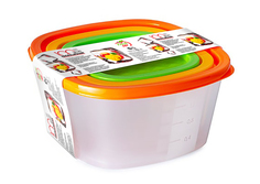 Контейнер пищевой Fackelmann с крышкой, 3 шт, объем 900 мл, 500 мл, 230 мл