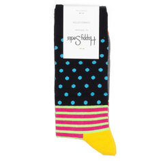 Носки унисекс Happy Socks Happy-Socks-Stripes-Dots-Blue-Orange-Yellow разноцветные 41-46