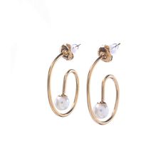 Серьги-кольца из бижутерного сплава с жемчугом Moon Paris Mo-22.10-082