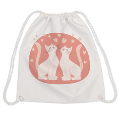 Мешок для обуви унисекс JoyArty Кошачья любовь белый