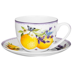 Чайная пара Lefard Прованс лимоны чашка 330мл блюдце фарфор 104-917_