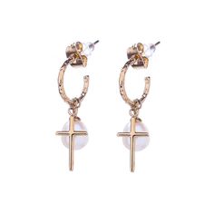 Серьги-кольца из бижутерного сплава с жемчугом Moon Paris Mo-22.10-083