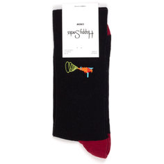 Носки унисекс Happy Socks Happy-Socks-Ribbed-Embroidery-Lazer черные 41-46