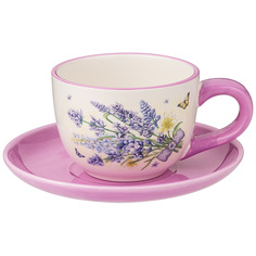Чайная пара Agness Provence лаванда чашка 220мл блюдце керамика 358-2011_
