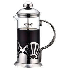 Френч-пресс Zeidan стеклянный кофейник из нержавеющей стали, термостойкое стекло 350 мл