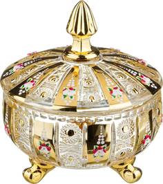 Набор из 6 штук Конфетница с крышкой Lefard Gold glass 17х17х21см стекло 195-104_