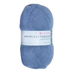 Пряжа Пехорка Ангорская тёплая, 100г, 480м (шерсть, акрил), 256 светлая джинса, 5 мотков