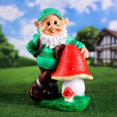 Садовая фигура "Гном с грибом" 40х22х50см Хорошие сувениры