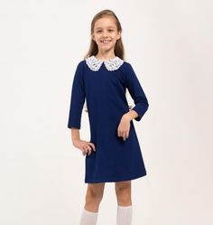 Платье детское Cherubino CWJG 63211-41, темно-синий, 128