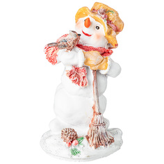 Набор из 4 штук Фигурка Lefard Снеговичок с метлой и птичкой высота 12см 169-613_