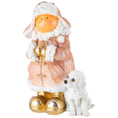 Набор из 4 штук Фигурка Lefard Девочка в шапке с собачкой высота 42см полистоун 169-649_