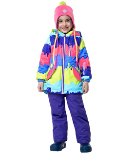 Комплект верхней одежды NIKASTYLE 7м0423, коралловый неон/фиолетовый, 128