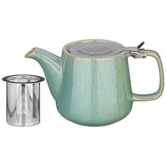 Набор из 2 штук Чайник с ситом Luster 500мл 19х8.5х10см зеленый керамика 470-378_ Bronco