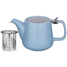 Набор из 2 штук Чайник с ситом Velour 500мл 19х8.5х10см голубой керамика 470-375_ Bronco