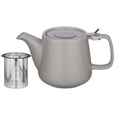 Чайник с ситом Velour 500мл 19х8.5х10см серый керамика 470-371_ Bronco
