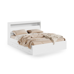 Кровать RuHome24 Виктория 140х200 белая с блоком и ящиками