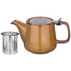 Набор из 4 штук Чайник с ситом Luster 500мл 19х8.5х10см коричневый керамика 470-379_ Bronco