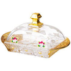 Набор из 2 штук Масленка с ножом Lefard Gold glass 17.5х10.5х9см стекло сталь 195-217_