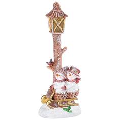 Набор из 6 штук Фигурка Lefard Снеговики два на санках у столба 15х10х35см 169-213_