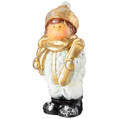 Набор из 4 штук Фигурка Lefard Мальчик в шарфе с лыжами 22х10см полистоун 169-661_