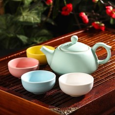 Набор для чайной церемонии "Утро", 5 предметов: чайник 200 мл, 4 чашки 50 мл No Brand
