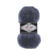 Пряжа ALIZE "Mohair classic new", 100г, 200м (мохер) (411 джинс меланж), 5 мотков