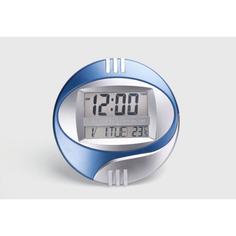 Часы электронные календарь, секундомер, термометр, 26 х 26 см, синие No Brand