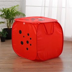 Корзина для игрушек малая Божья коровка с ручками и крышкой No Brand