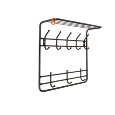 Вешалка настенная двухъярусная металлическая с полкой ЗМИ, 60х22х58 см, цвет коричневый