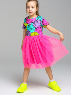 Платье детское PlayToday 12342019, цвет разноцветный, фуксия, размер 110