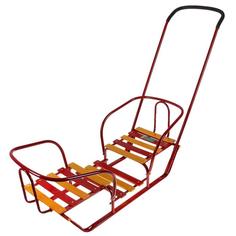 Санки для двойняшек с толкателем, цвет красный Bazar