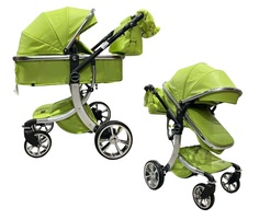 Детская коляска трансформер 2 в 1 Luxmom 608 Darex Dalux для новорожденных Экокожа Зеленая