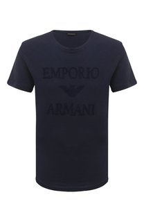 Футболка из хлопка и льна Emporio Armani